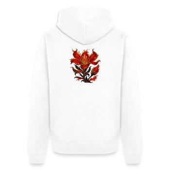 Flame Blossom Phoenix Plant - Unisex Premium Organic Zip Hoodie - white - Back - Thijin (182cm)