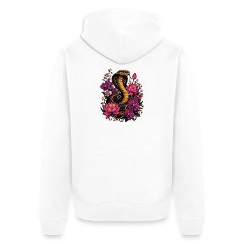 Magie du cobra et des fleurs - Veste à capuche bio Premium Unisexe - blanc - Dos - Thijin (182cm)