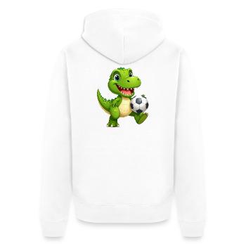 Little Green Dino Playing Soccer – Sporty D - Unisex Premium Organic Zip Hoodie - white - Back - Thijin (182cm)