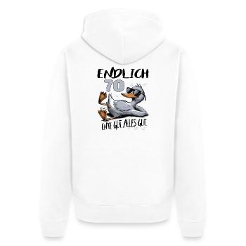 Geburtstag Ente Gut Alles Gut 70 Jahre Comic - Unisex Premium Bio Zip Hoodie - Weiß - Hinten - Thijin (182cm)