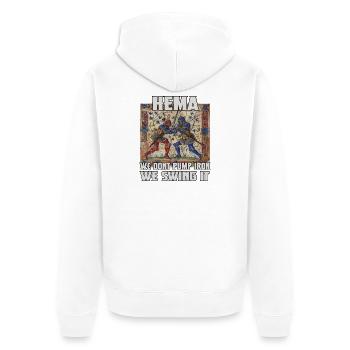 HEMA Fighter Historical Fencing and Chivalrous - Unisex Premium Organic Zip Hoodie - white - Back - Thijin (182cm)