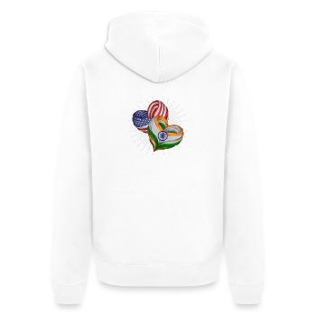 Amitié entre les États-Unis et l’Inde - Veste à capuche bio Premium Unisexe - blanc - Dos - Thijin (182cm)