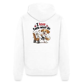 I Love Taek-woof-do Martial Arts Puppy - Unisex Premium Organic Zip Hoodie - white - Back - Thijin (182cm)