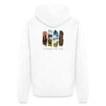 Osterinsel Urlaub Travel – Südsee Kultur Motiv - Unisex Premium Bio Zip Hoodie - Weiß - Hinten - Thijin (182cm)