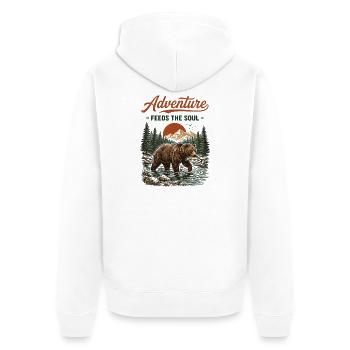 Hiking - Adventure Feeds The Soul - Unisex Premium Organic Zip Hoodie - white - Back - Thijin (182cm)