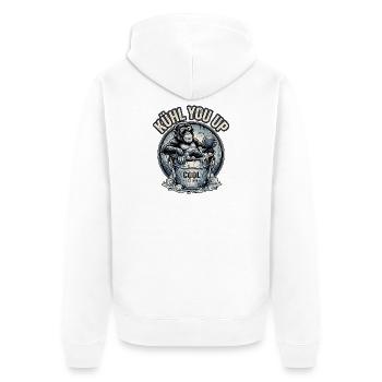 Cooler Affe Auf Eis - Unisex Premium Organic Zip Hoodie - white - Back - Thijin (182cm)