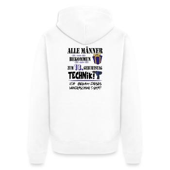18. Geburtstag Handwerker Technik Werkzeug - Unisex Premium Bio Zip Hoodie - Weiß - Hinten - Thijin (182cm)