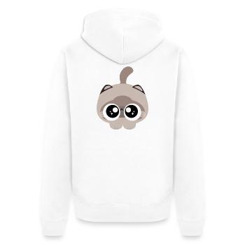Big-Eyed Kitten Sparkle - Unisex Premium Organic Zip Hoodie - white - Back - Thijin (182cm)