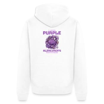 Purple Brain Alzheimer's Awareness - Unisex Premium Organic Zip Hoodie - white - Back - Thijin (182cm)
