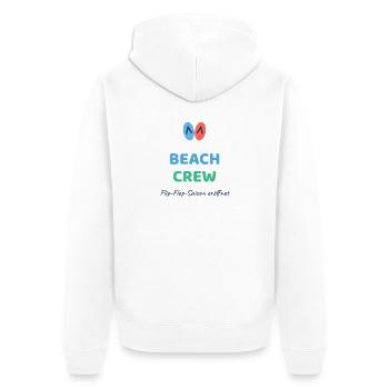 Beach Crew mit Flip-Flops - Unisex Premium Bio Zip Hoodie - Weiß - Hinten - Thijin (182cm)