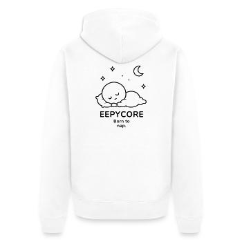 Eepycore – Born to Nap | Cozy Sleep Mood - Unisex Premium Bio Zip Hoodie - Weiß - Hinten - Thijin (182cm)