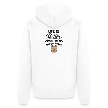 Das Leben Ist Besser Mit Meinem Berger Picard-hund - Unisex Premium Bio Zip Hoodie - Weiß - Hinten - Thijin (182cm)