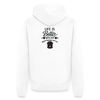 La vie est meilleure avec mon noir - Veste à capuche bio Premium Unisexe - blanc - Dos - Thijin (182cm)
