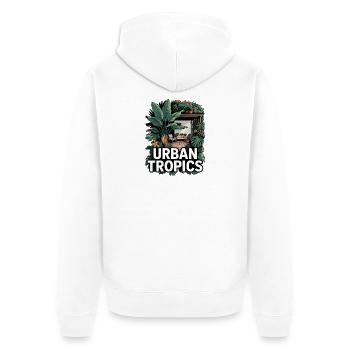 Urban Tropics Tropischer Garten - Unisex Premium Bio Zip Hoodie - Weiß - Hinten - Thijin (182cm)