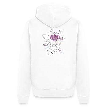 purple flowers - Unisex Premium Organic Zip Hoodie - white - Back - Thijin (182cm)