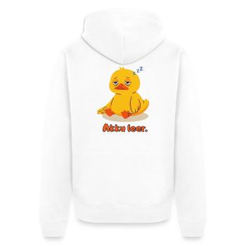 Ente Akku leer - Unisex Premium Bio Zip Hoodie - Weiß - Hinten - Thijin (182cm)