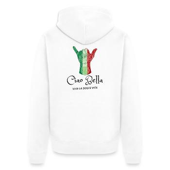 Italian Flag Tribal Horn Hand - Unisex Premium Organic Zip Hoodie - white - Back - Thijin (182cm)