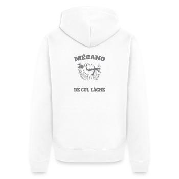 Mécano Mécanicien Humour Clé Plate Atelier  - Veste à capuche bio Premium Unisexe - blanc - Dos - Thijin (182cm)