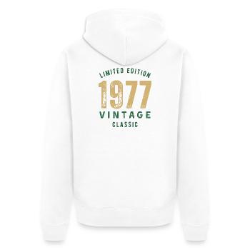 Limited Edition 1977 Vintage Classic Geburtstagsjahr - Unisex Premium Bio Zip Hoodie - Weiß - Hinten - Thijin (182cm)