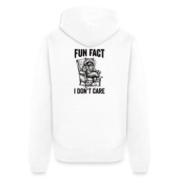 Funny sarcastic fun fact I don't care - Unisex Premium Organic Zip Hoodie - white - Back - Thijin (182cm)