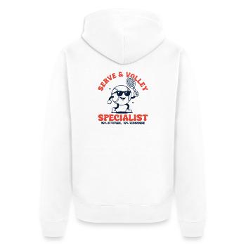 Tennis Retro Tennis Ball Serve & Volley Specialist - Unisex Premium Organic Zip Hoodie - white - Back - Thijin (182cm)