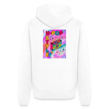 K-Pop-Stil - Unisex Premium Bio Zip Hoodie - Weiß - Hinten - Thijin (182cm)