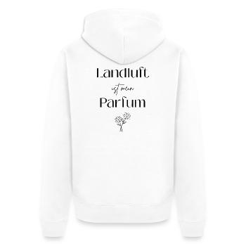 Landluft ist mein Parfum - Unisex Premium Bio Zip Hoodie - Weiß - Hinten - Thijin (182cm)