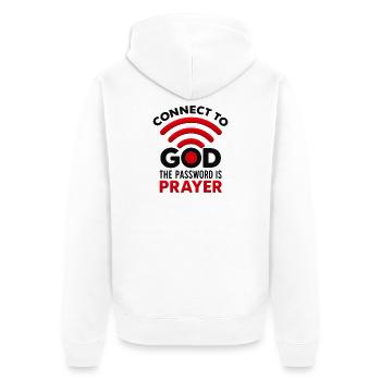 Connect to God: The Prayer Password - Unisex Premium Organic Zip Hoodie - white - Back - Thijin (182cm)