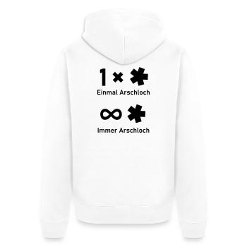 Einmal Arschloch - Unisex Premium Bio Zip Hoodie - Weiß - Hinten - Thijin (182cm)