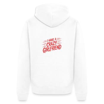 Crazy Girlfriend Vergeben Paar Verrückte Freundin - Unisex Premium Bio Zip Hoodie - Weiß - Hinten - Thijin (182cm)