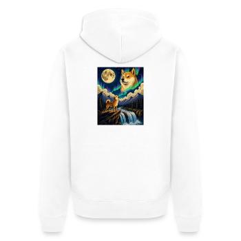 Shiba Inu Hurlant Lune Doge Kawaii - Veste à capuche bio Premium Unisexe - blanc - Dos - Thijin (182cm)