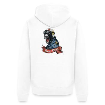 Road Ranger Gorilla - Unisex Premium Bio Zip Hoodie - Weiß - Hinten - Thijin (182cm)