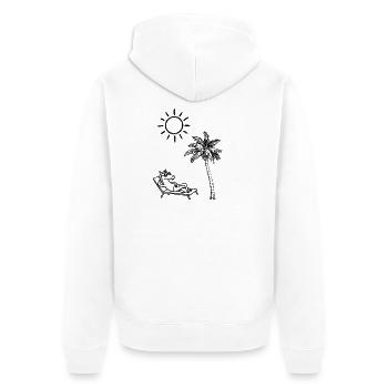 Lustiges Pferd am Strand  - Unisex Premium Bio Zip Hoodie - Weiß - Hinten - Thijin (182cm)