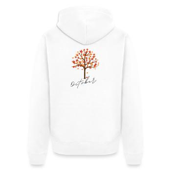 October Tree | Herbst Baum Design - Unisex Premium Bio Zip Hoodie - Weiß - Hinten - Thijin (182cm)