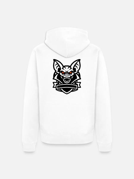 Fledermaus Maskottchen Logo - Unisex Premium Bio Zip Hoodie - Weiß