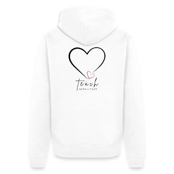 Teach With Heart | Lehrer Herz Design - Unisex Premium Bio Zip Hoodie - Weiß - Hinten - Thijin (182cm)