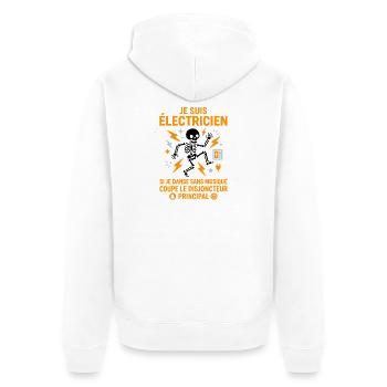Électricien danseur sans musique - Veste à capuche bio Premium Unisexe - blanc - Dos - Thijin (182cm)