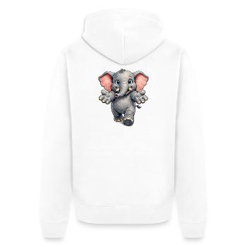 Freundlicher Elefant - Unisex Premium Bio Zip Hoodie - Weiß - Hinten - Thijin (182cm)