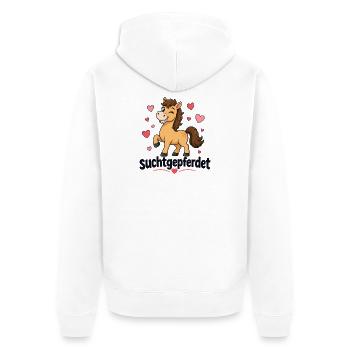  Suchtgepferdet Pferdeliebe Lustiges Pferd Mit - Unisex Premium Bio Zip Hoodie - Weiß - Hinten - Thijin (182cm)