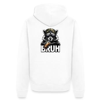 Bruh Waschbär Streetwear - Unisex Premium Bio Zip Hoodie - Weiß - Hinten - Thijin (182cm)