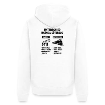 Güterzug und Hyäne - Unisex Premium Bio Zip Hoodie - Weiß - Hinten - Thijin (182cm)