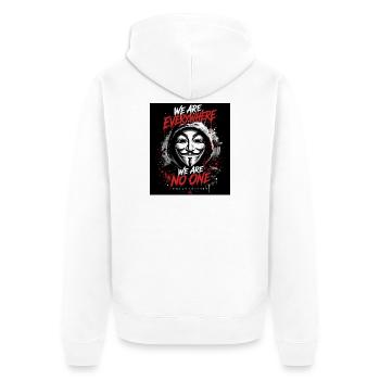 Wir sind überall, niemand - Unisex Premium Bio Zip Hoodie - Weiß - Hinten - Thijin (182cm)