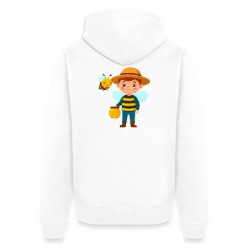 Comic-Junge als Imker mit Biene & Honig – Motiv - Unisex Premium Bio Zip Hoodie - Weiß - Hinten - Thijin (182cm)