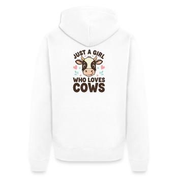 Just a Girl Loves Cows - Unisex Premium Bio Zip Hoodie - Weiß - Hinten - Thijin (182cm)