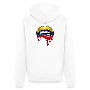 Lustige kolumbianische Flagge Kolumbien - Unisex Premium Bio Zip Hoodie - Weiß - Hinten - Thijin (182cm)