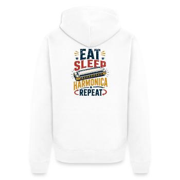 Instrument Harmonica Repeat-Music Harmonica - Unisex Premium Organic Zip Hoodie - white - Back - Thijin (182cm)