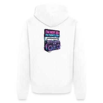 Je n’ai pas 30 ans, j’ai 20 ans - Veste à capuche bio Premium Unisexe - blanc - Dos - Thijin (182cm)