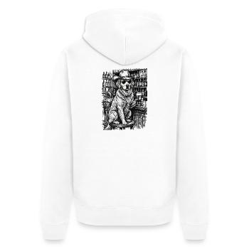 Cowboy Hund Bier Lustiger Golden Retriever - Unisex Premium Bio Zip Hoodie - Weiß - Hinten - Thijin (182cm)