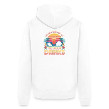 At Only Here For The Deck Drinks Cruise - Unisex Premium Organic Zip Hoodie - white - Back - Thijin (182cm)