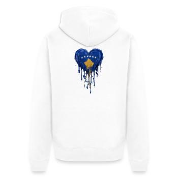 Goutte du cœur bleu du Kosovo - Veste à capuche bio Premium Unisexe - blanc - Dos - Thijin (182cm)